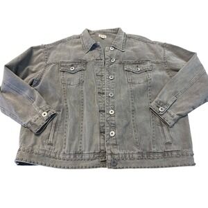 POL Studded Grey‎ Denim Jacket Women's Medium Trucker Stud Embellished